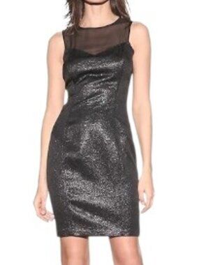 MARC NEW YORK WOMEN'S SLEEVELESS SHEER YOKE COCKTAIL PARTY DRESS, BLACK SZ 6 NWT